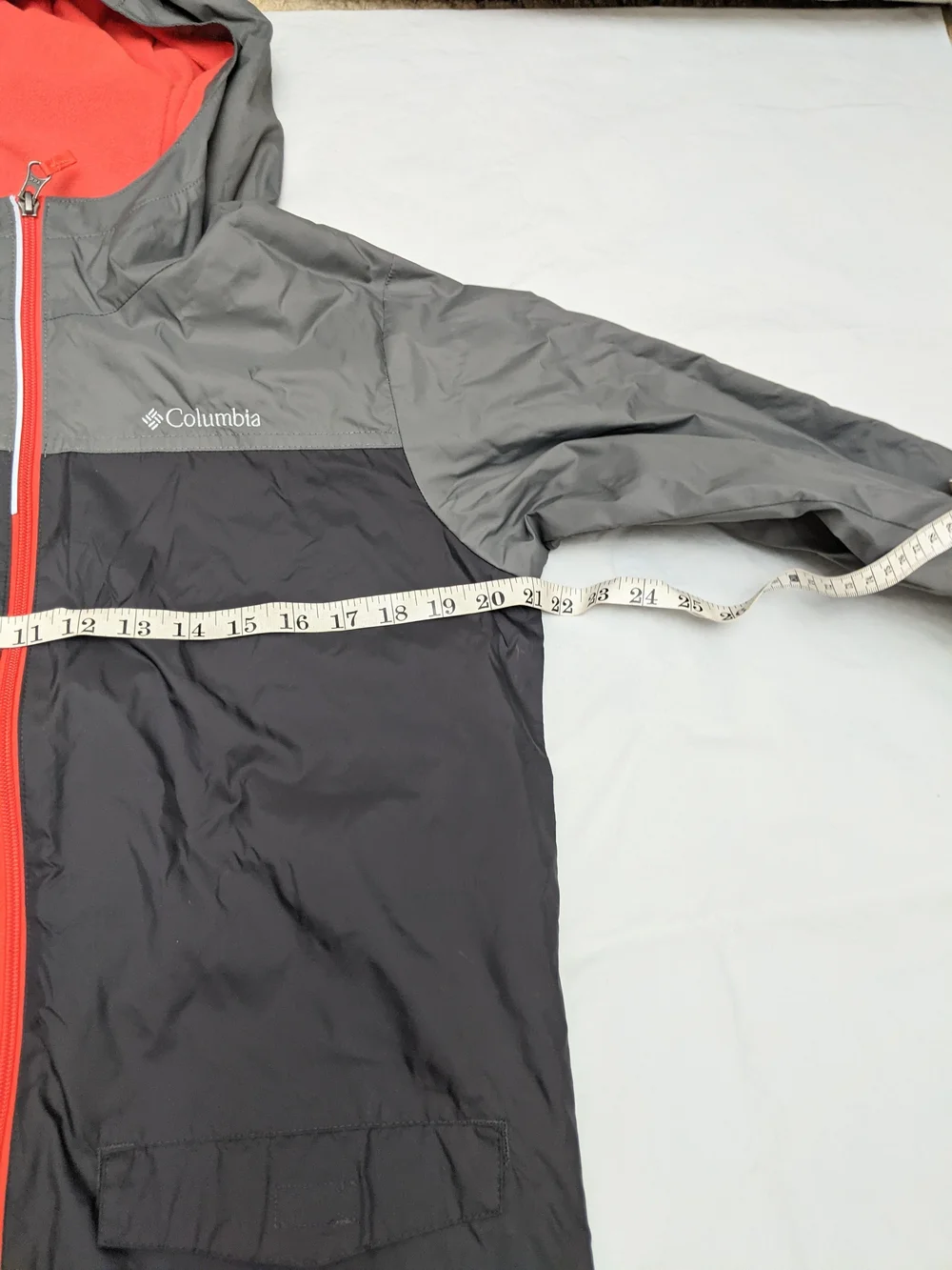 Columbia Boy's Gray & Black Lightweight Rain Jacket Size XL 18-20